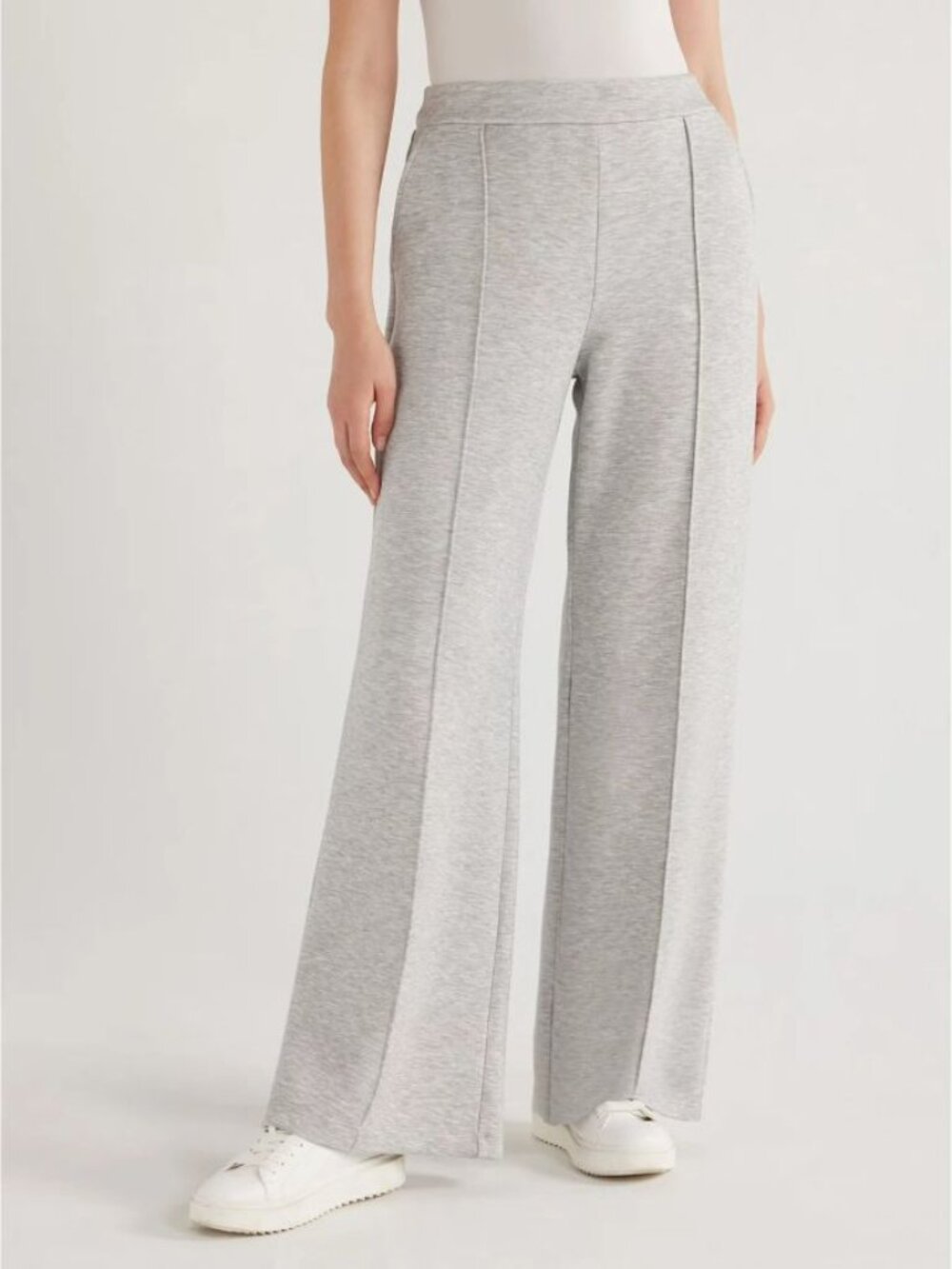 Scoop Women’s Scubaknit Seamed Sweatpants, Front Wide Leg, Large (12-14)